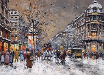 Antoine Blanchard œuvres - antoine blanchard les grands boulevards sous la neige